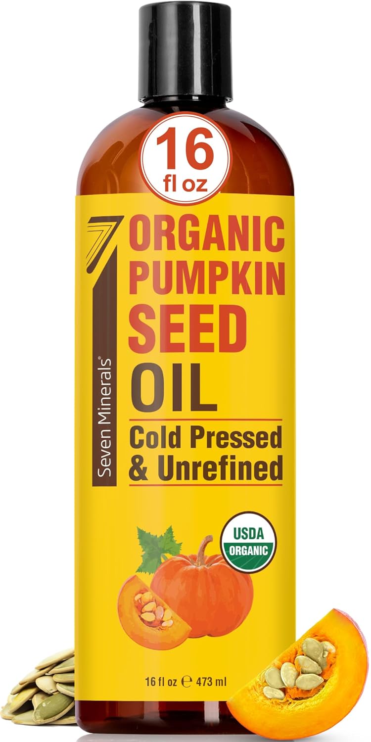 NEW Pumpkin Seed Oil for Hair Growth, Face, & Body - Big 16oz Bottle - USDA Organic, Cold-Pressed, & Hexane Free - Lightweight, Non-Greasy, & Deeply Moisturizing for Scalp, Skin, & Hair