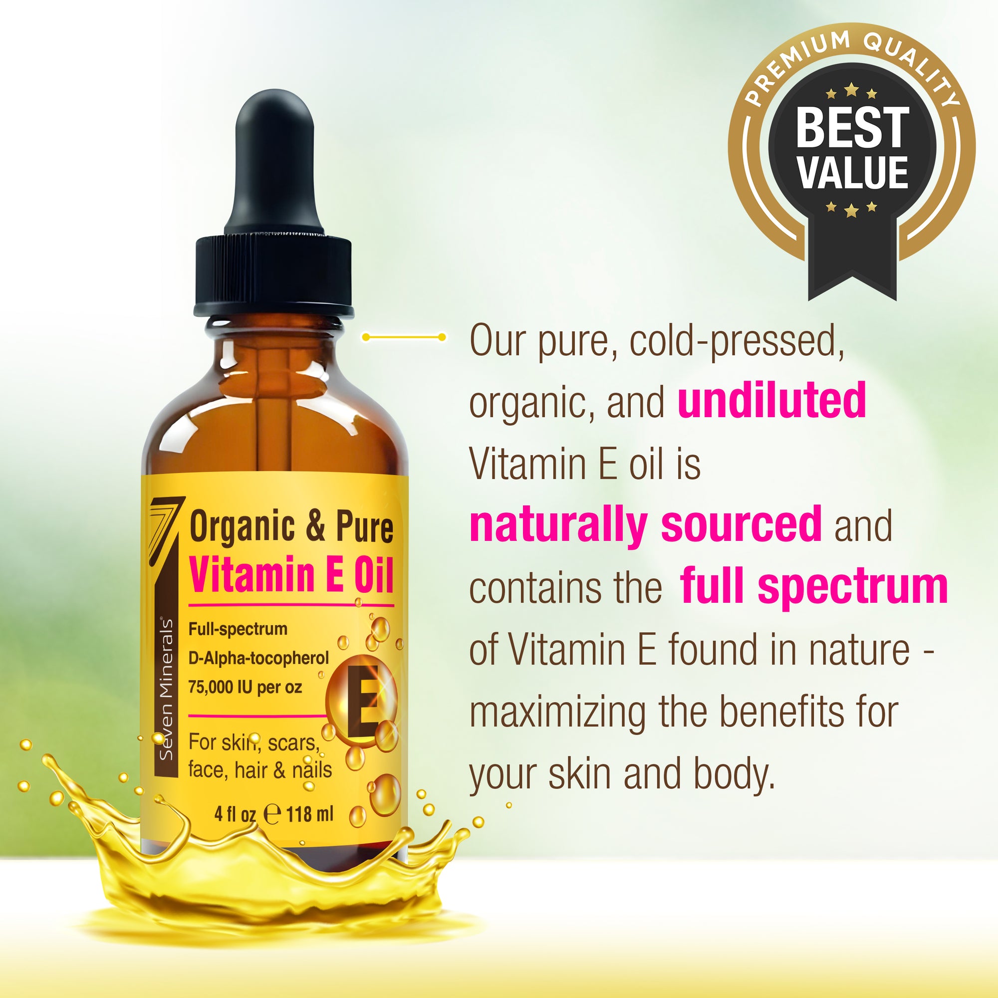 Seven Minerals Pure Vitamin E Oil 1oz