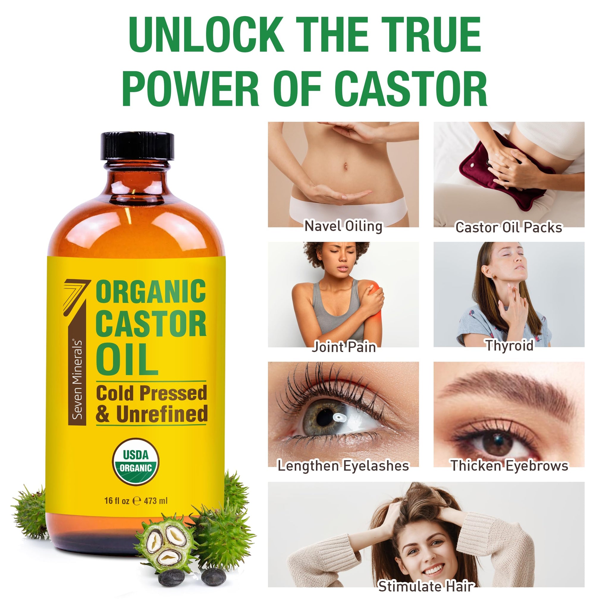 Seven Minerals Carrier Oil, Vegetable Glycerine, Organic, 32 oz