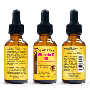 Ultra Pure Vitamin E Oil - 75,000 IU Full-Spectrum D-Alpha Tocopherol, 1 Fl Oz