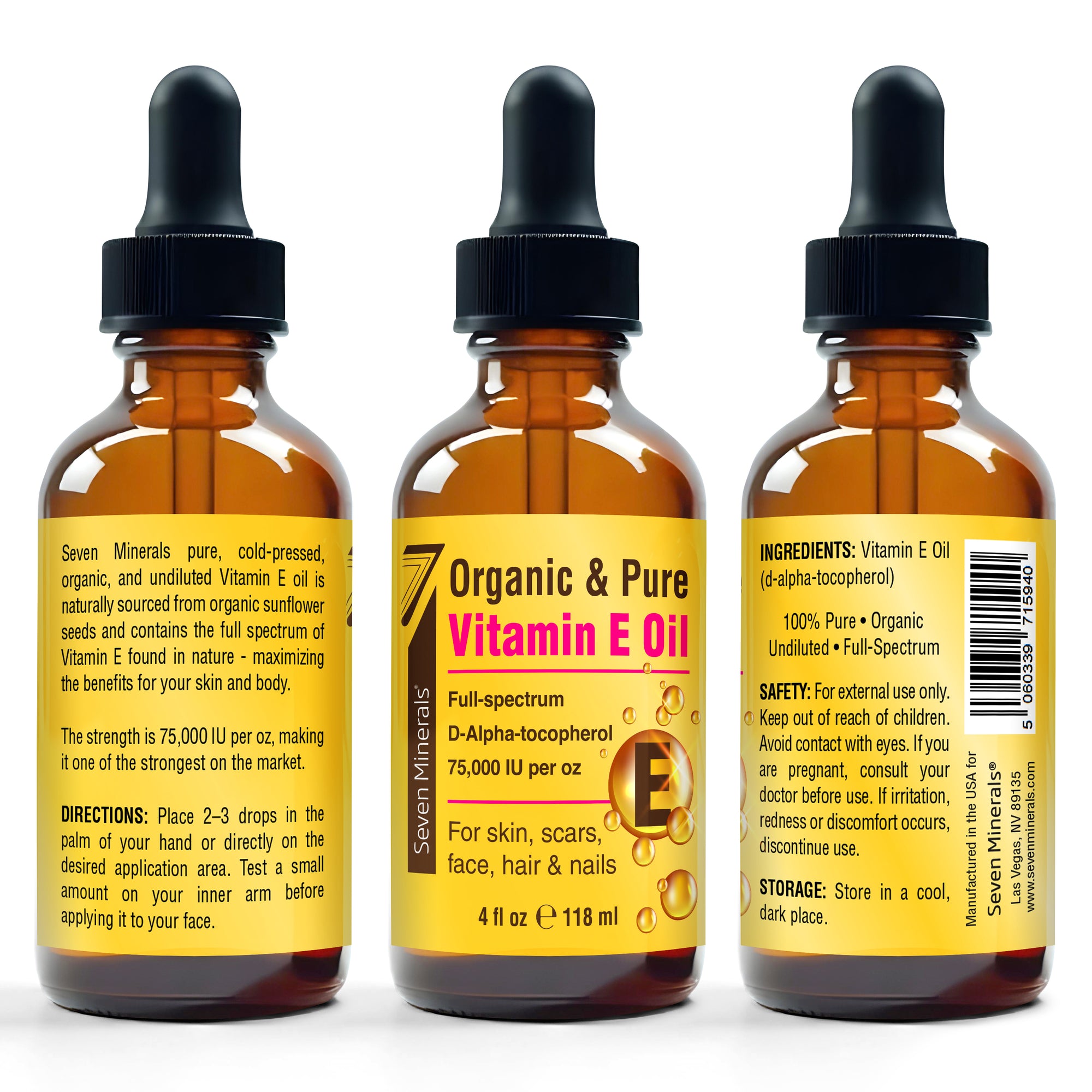 Seven Minerals Pure Vitamin E Oil 4oz