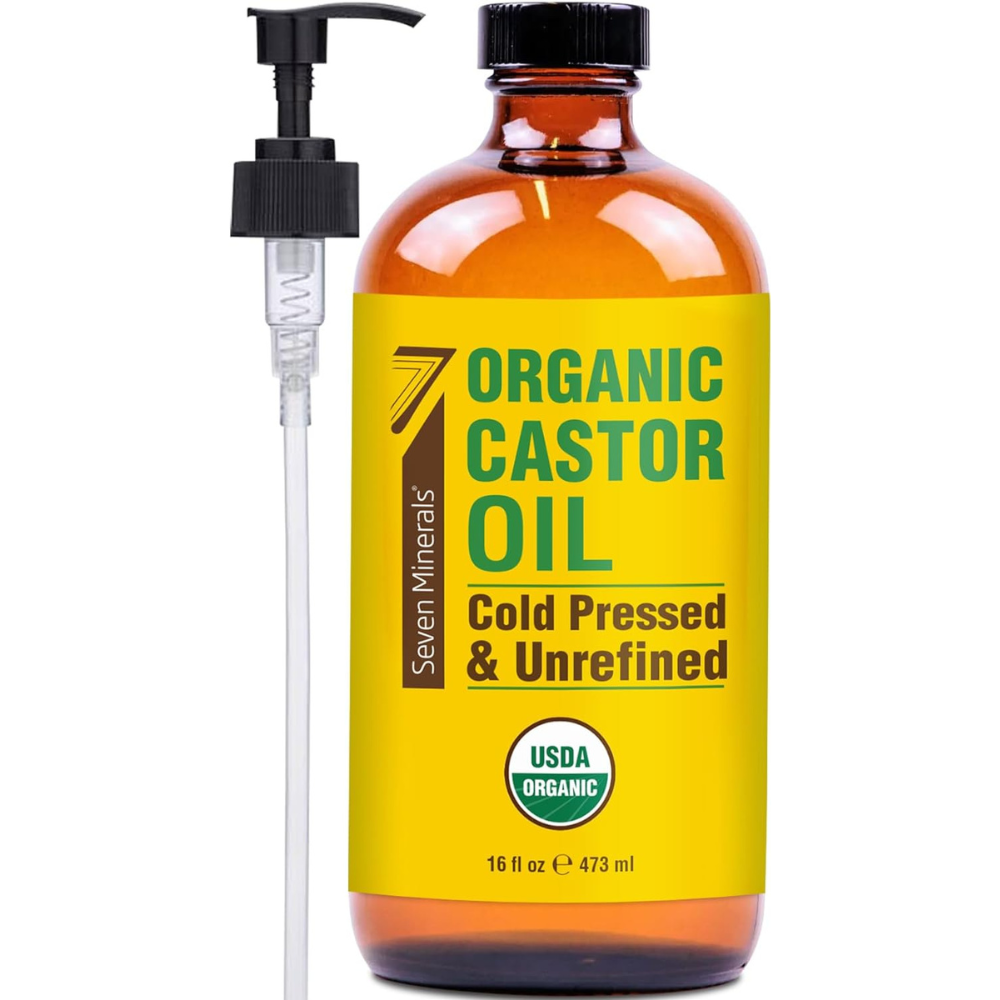 Glass Bottle Castor Oil 16 fl oz Organic Cold Pressed Unrefined Glass Bottle Pack - 100% Pure USDA Certified Organic Hexane Free