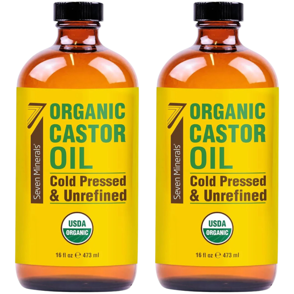 16oz Glass Bottle Castor Oil - USDA Organic - Cold Pressed - Unrefined - Hexane Free