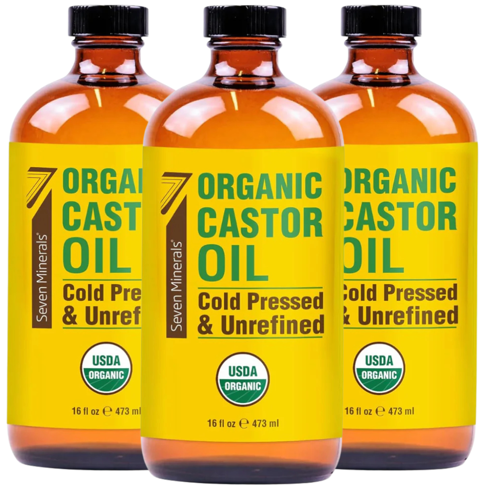 16oz Glass Bottle Castor Oil - USDA Organic - Cold Pressed - Unrefined - Hexane Free