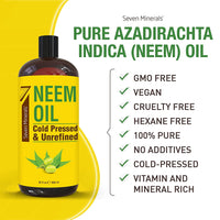 Pure Cold Pressed Neem Oil - Big 32 fl oz Bottle - Non-GMO, Hexane Fre ...